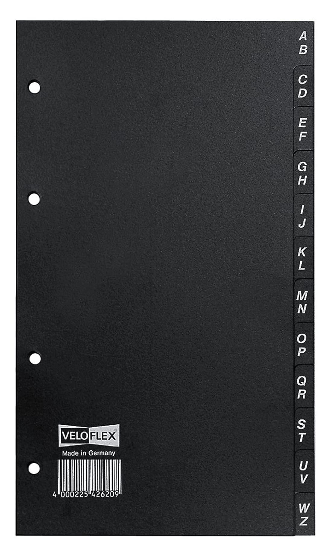 VELOFLEX 4262000 Index DIN A5 Hard PVC for Business Card and Telephone Book 12 Parts A-Z Black Pack of 1