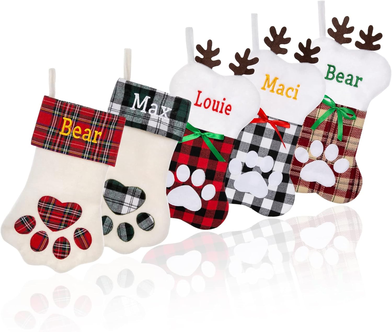 Stockings & Holders - guccde 18 inch Personalized Knit Christmas Stockings, Snowflake and Other Patterns, Family Party Decoration (Red Pet Christmas Stockings, 1)