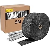 Exhaust Heat Wrap, Foneso 2"x 16' Black Exhaust Header Wrap Tape Insulation Wraps, Fiberglass Heat Shield Tape with 10pcs Sel