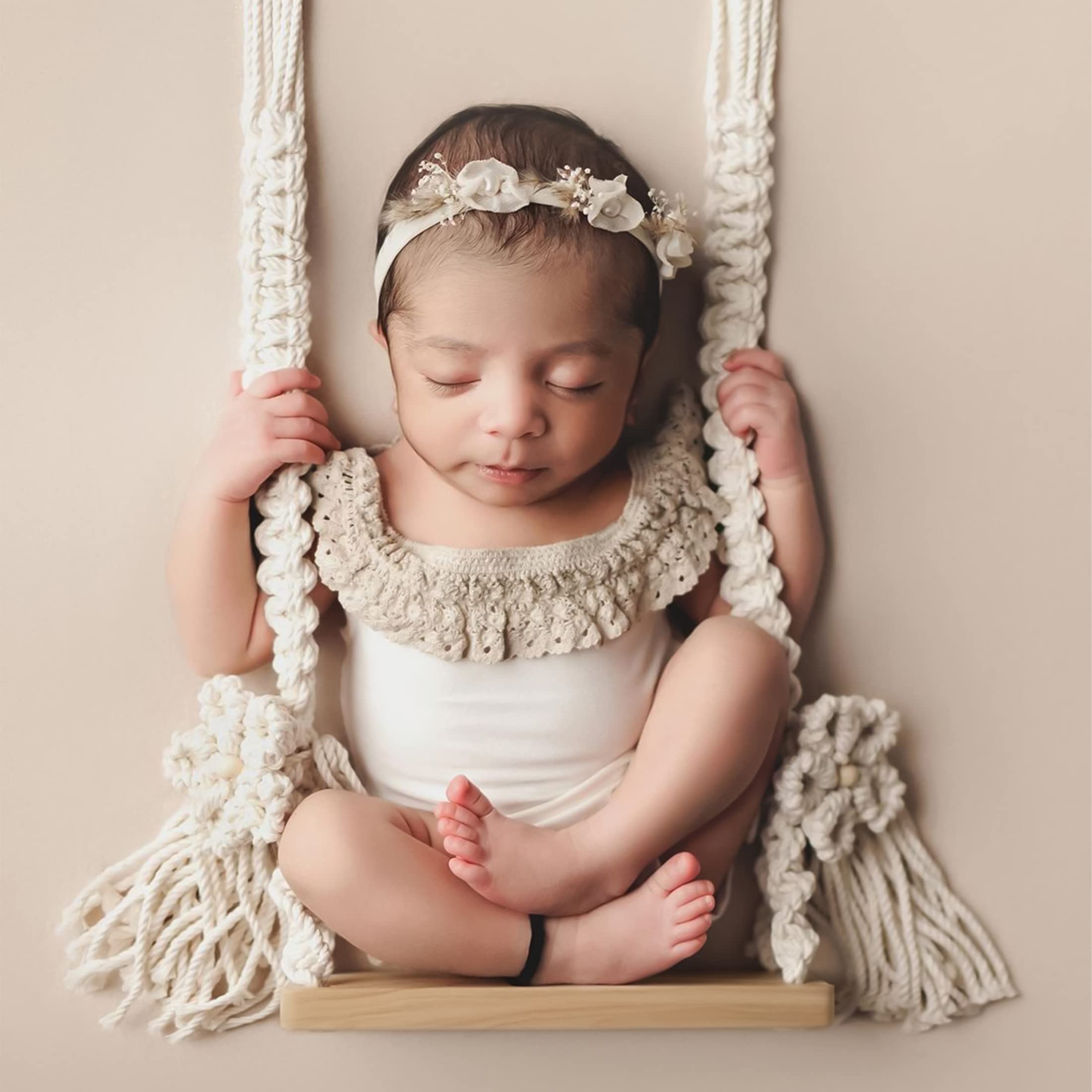 M&G House Newborn Photography Props Swing Prop Wooden Swing Seats Baby Photo Props Wooden Prop Swing Baby Photoshoot Props Newborn Photography Accessory(Wood Color, 4 Wings 6 Red Hearts)