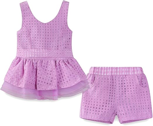 Plaids Shorts Summer Outfit Sunsuit Toddler Baby Girls Cotton Checks Tops Dress