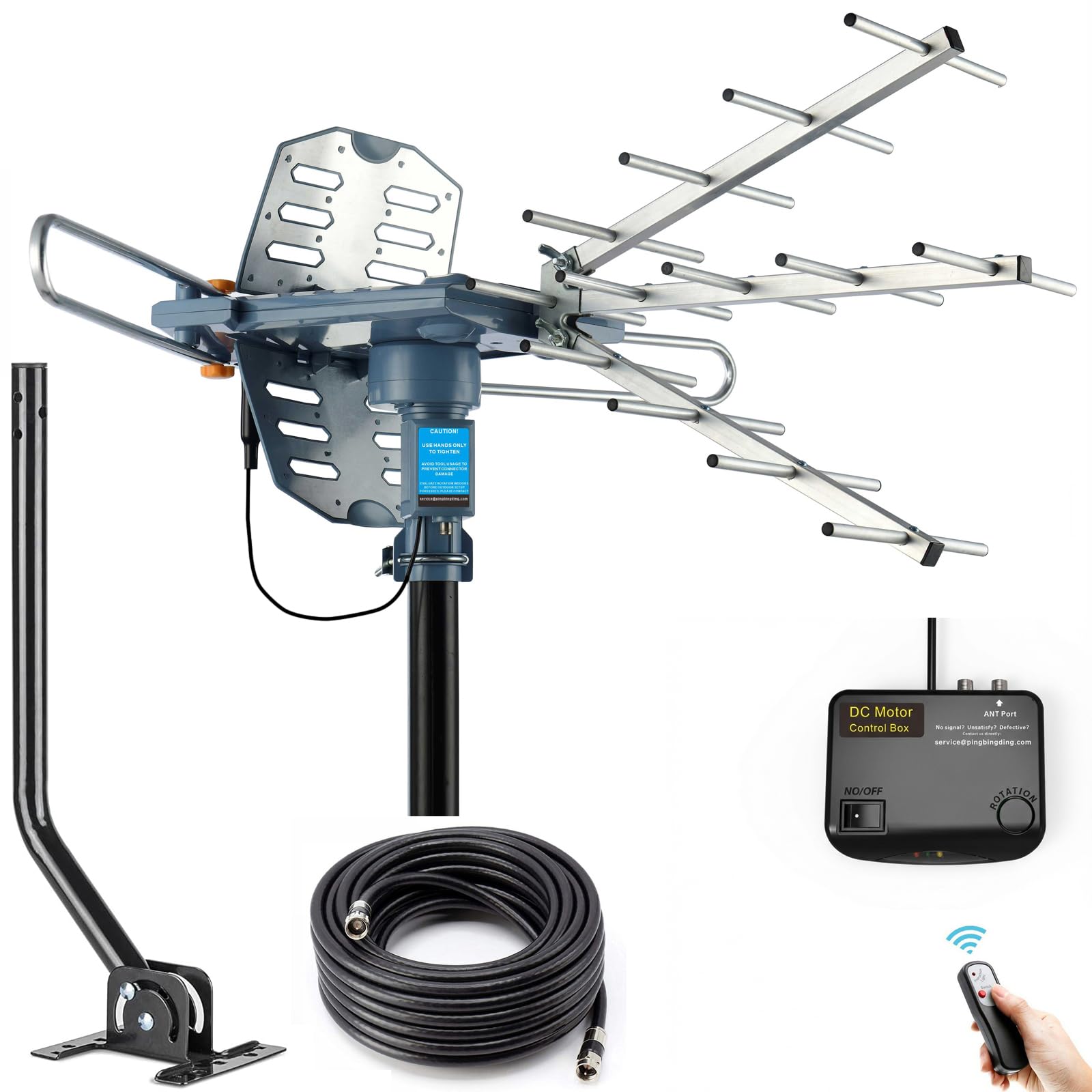 Photo 1 of PBD Digital Outdoor TV Antenna, 150 Miles Range, 360° Rotating Directional Motor with Remote Control, Dual TV Support, Mounting Pole, 40FT RG6 Cable, UHF/VHF Reception