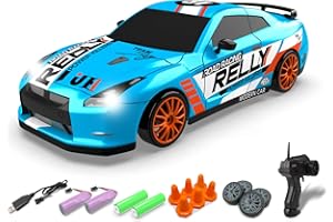 RACENT 1:24 Scale RC Drift Car, 10MPH 4WD Remote Control Car with LED Light, Racing and Drifting Wheels, 2 Rechargeable Batteries, Perfect Toy Gift for Boys, Girls, Kids