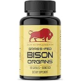 LGS Supplements Grass Fed Bison Organ Supplement, Supports Whole Body Wellness with Proprietary Blend of Liver, Heart, Kidney, Freeze-Dried Bison, Non-GMO, 180 Capsules