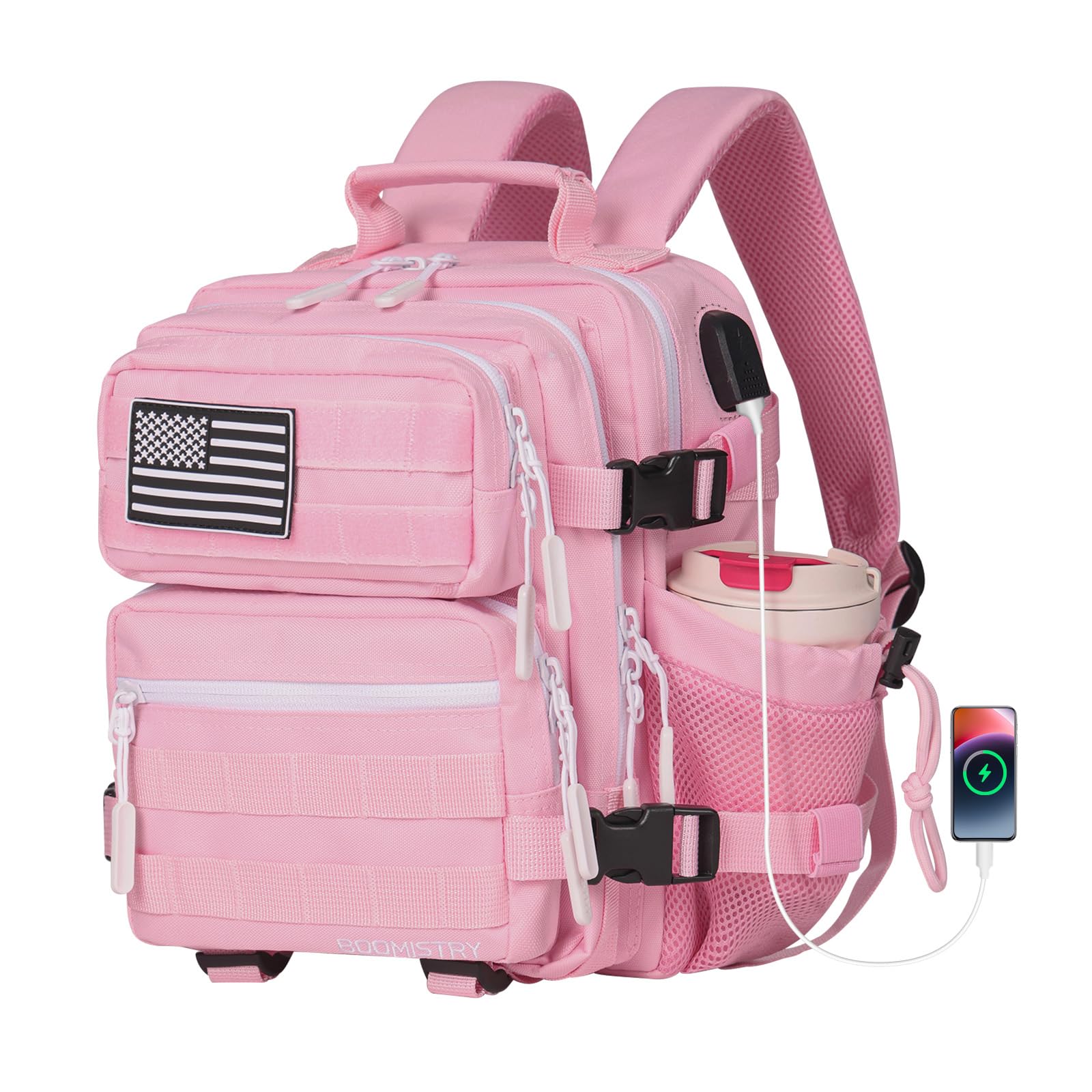 Photo 1 of Boomistry 15L Mini Tactical Backpack Small Tactical Backpack for Women, Military Backpack for Gym, Hiking, Daily (Pink-15L)
