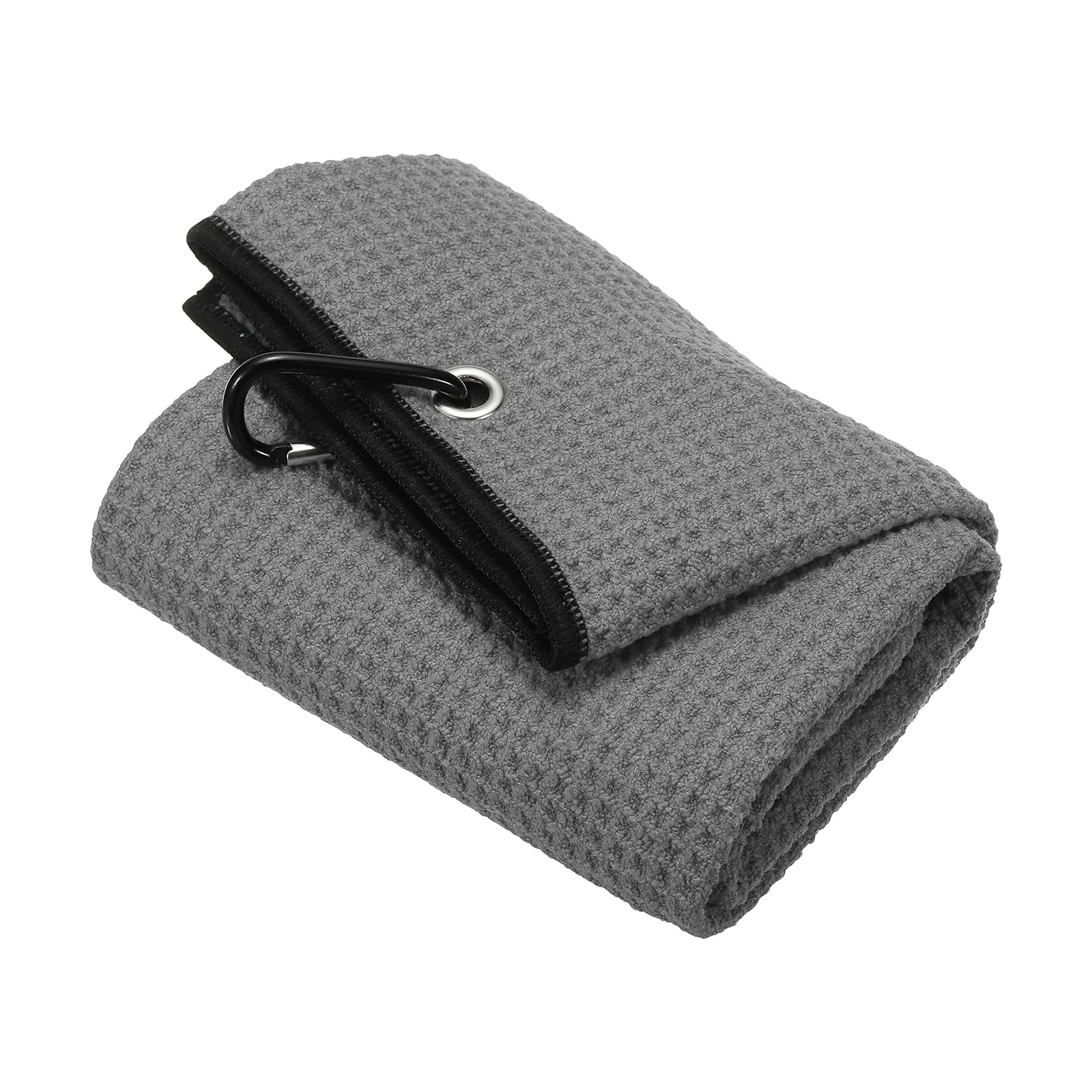 PATIKIL 20"x16" Tri-fold Golf Towel, Microfiber Waffle Pattern Towels Absorption Soft Towel with Aluminum Clip for Golf Bags and Club, Gray