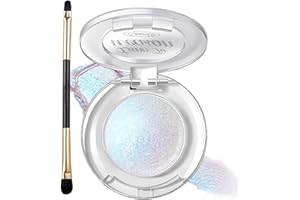 Holographic Chameleon Blue Glitter Eyeshadow&Highlighter Palette,Color Shift Shimmer Single Eye Shadow,Sparkle Iridescent Inn