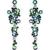 Flyonce Women's Crystal Wedding Bohemian Boho Floral Chandelier Long Dangle Earrings