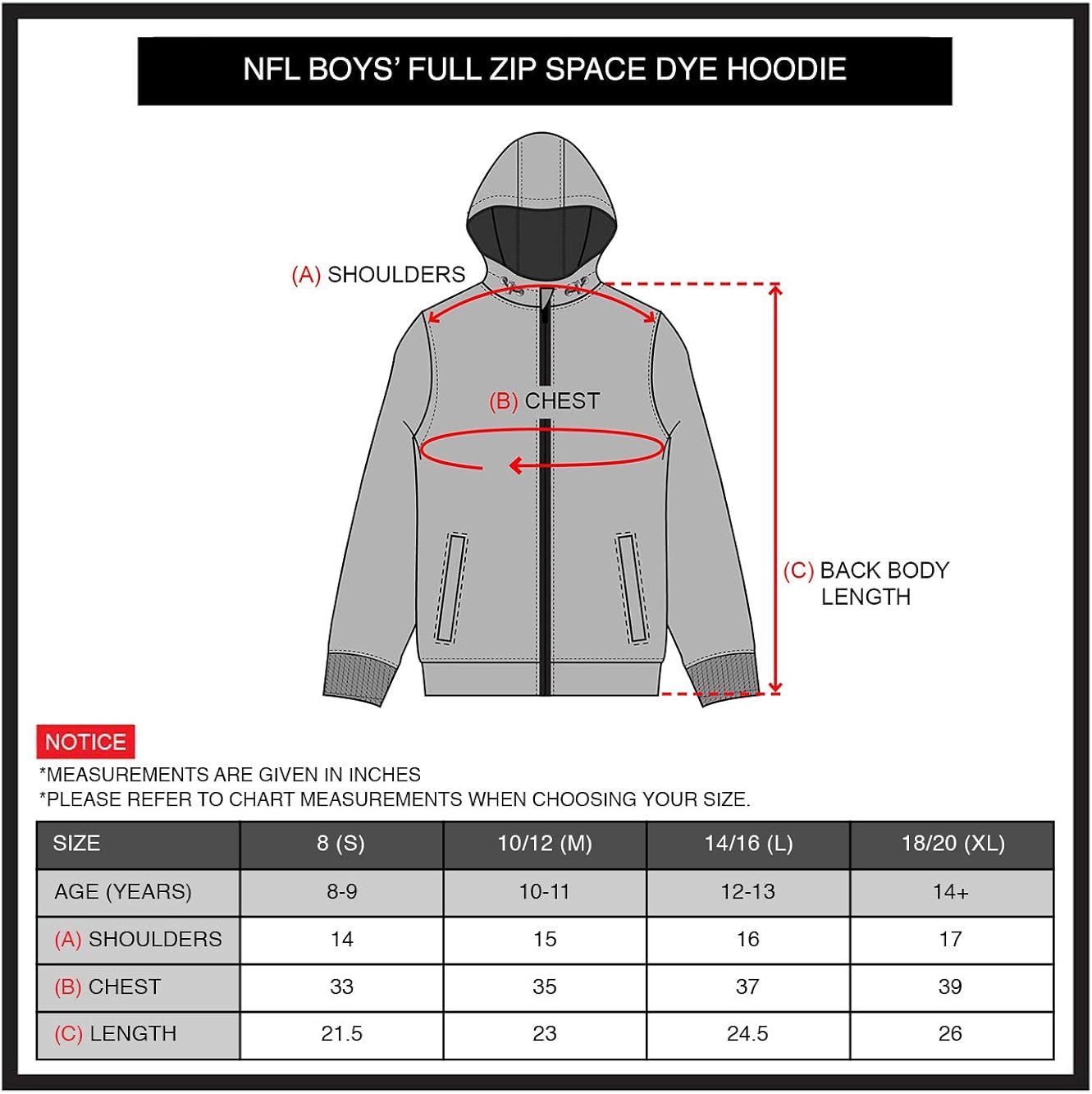 Ultra Game NFL Boys' Extra Soft Fleece Pullover Hoodie Sweatshirt : Clothing