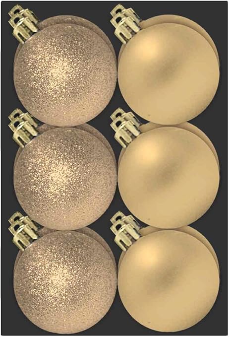 Natale Glitter Immagini.P D Confezione Da 12 Champagne Bagattelle Di Sei Centimetri Glitter E Finitura Opaca Decorazione Albero Di Natale Amazon It Casa E Cucina