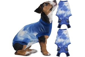 Sychien Dog Surgery Recovery Suit,Male Neuter Recovery Small Onesie Female Spay Cone Alternative Recovery Suit,Hoop & Loop Comfortable Surgical Bodysuit,Tie Dye Blue S