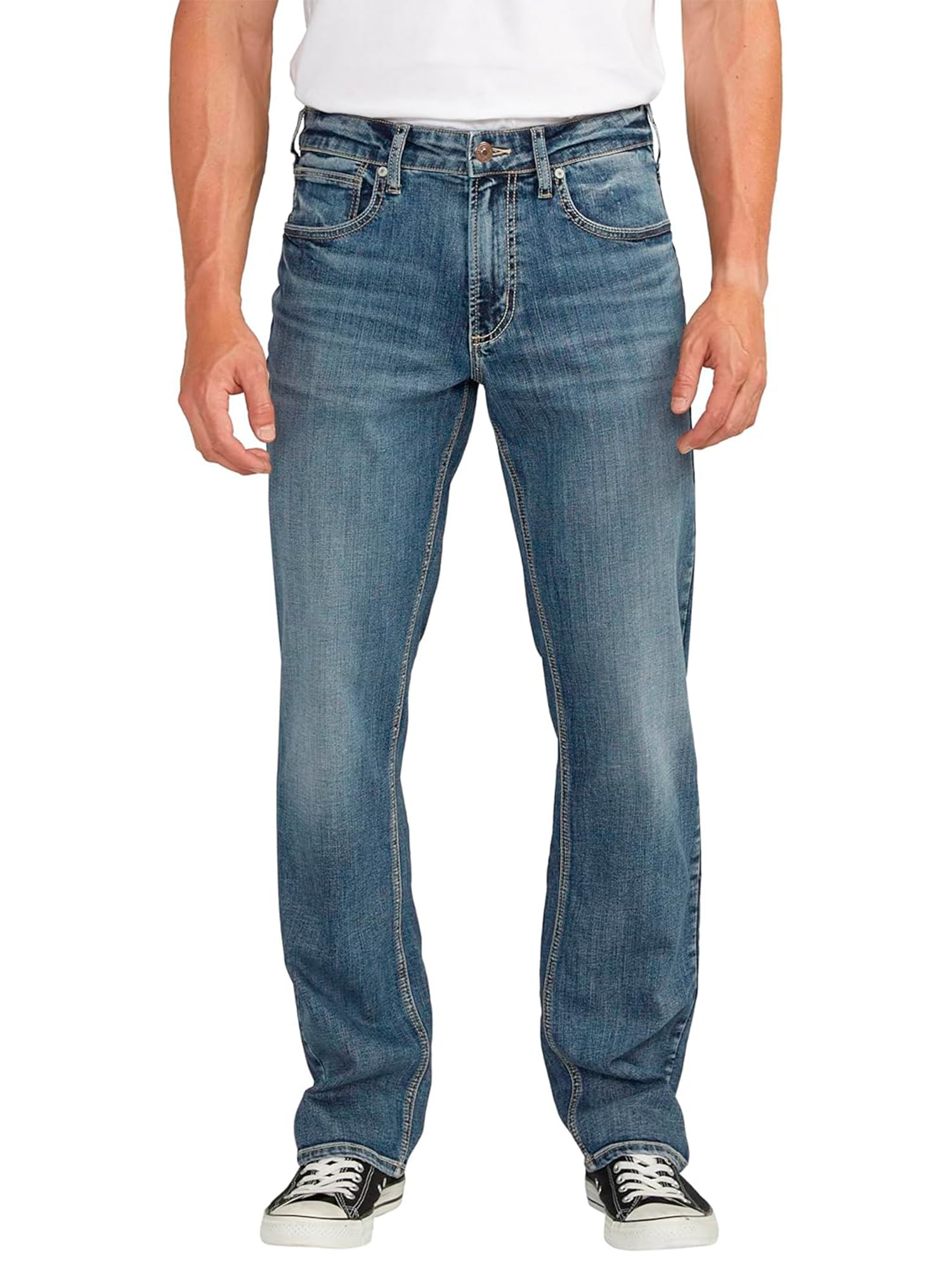 Silver Jeans Co. Men's Grayson Classic Fit Straight Leg Jeans, Dark Wash SDK388, 38W x 30L Image