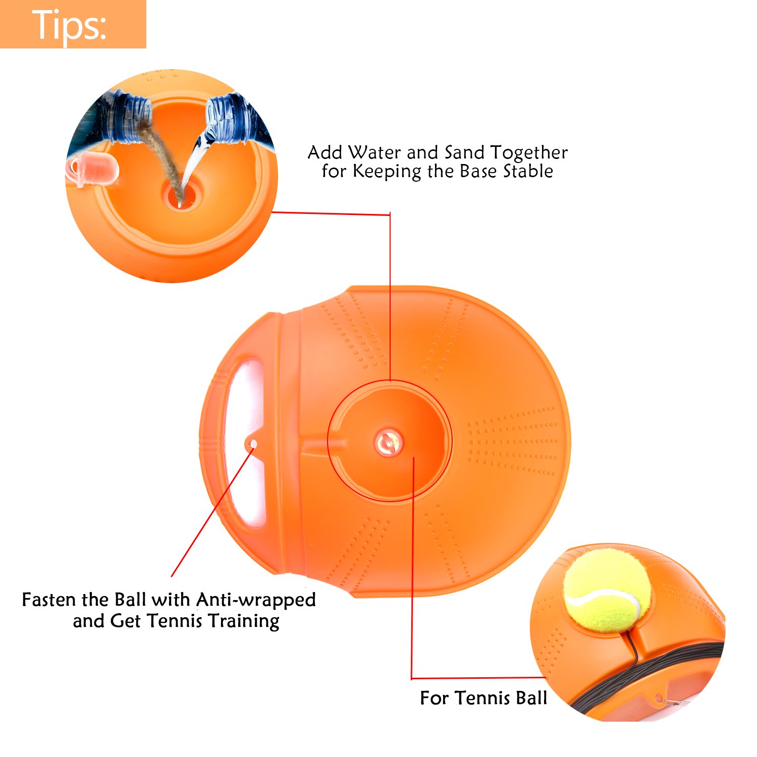 HUYIJJH Tennis Trainer Rebound Ball Set Self-study Practice Training Tool Sport Exercise Equipment for Kids Player Beginner (2 Balls)