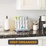 SpaceAid Space Saving Baby Bottle Drying Rack 20 Hooks Gray White view 7