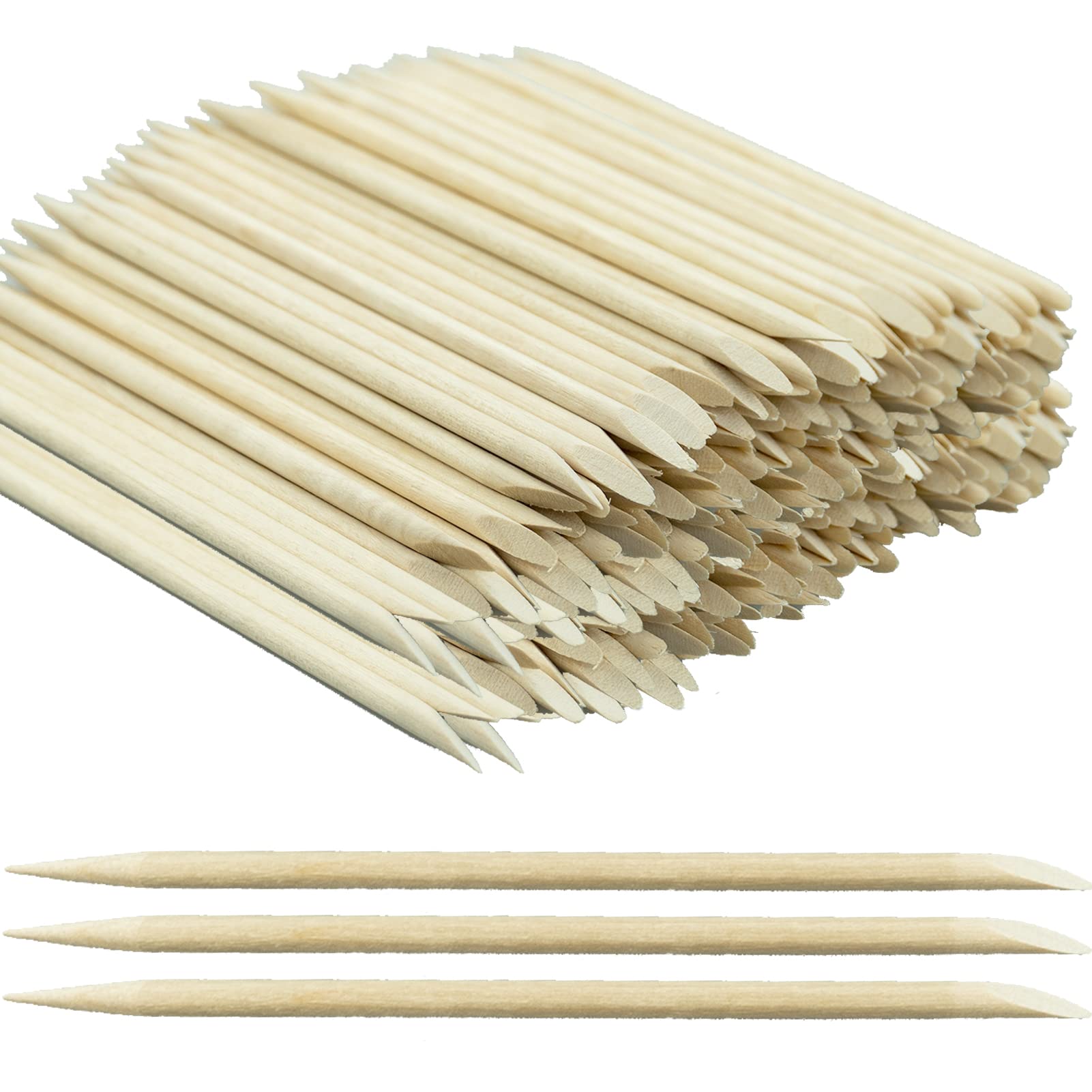 200 Pack Orange Wood Nail Sticks, Double Heads Multi Functional Cuticle Pusher Remover Nail Cleaning, Manicure Pedicure Tool