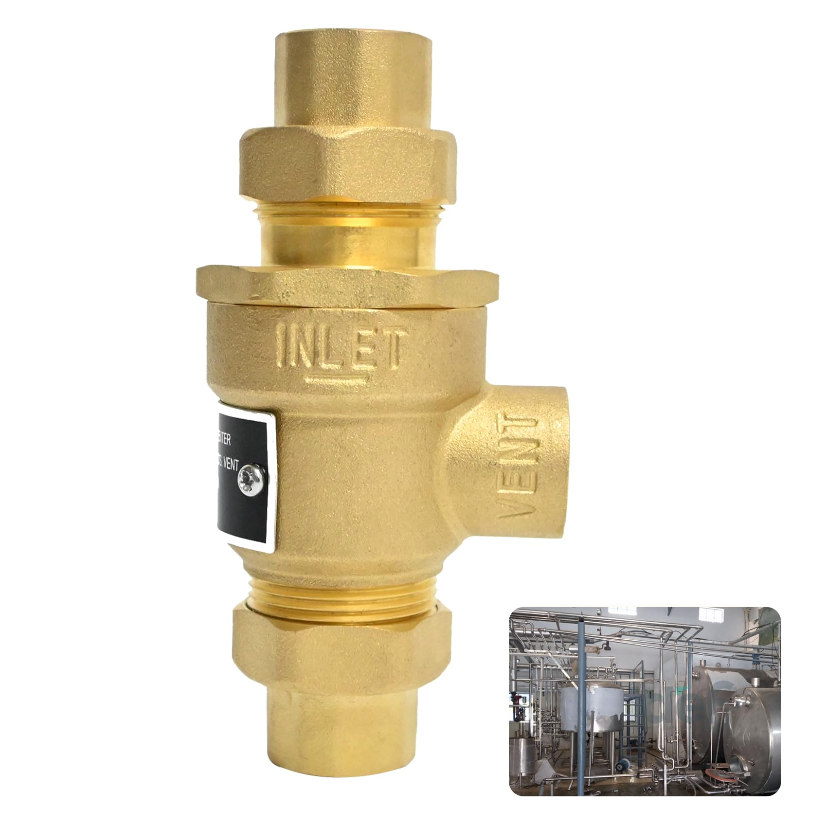 Photo 1 of ??? 1/2" 9D-M3 Dual Check Valve Backflow Preventer with Intermediate Atmospheric Vent, Brass backflow preventer Female Union Inlet and Outlet Connections, 190T012, Replacement for Watts