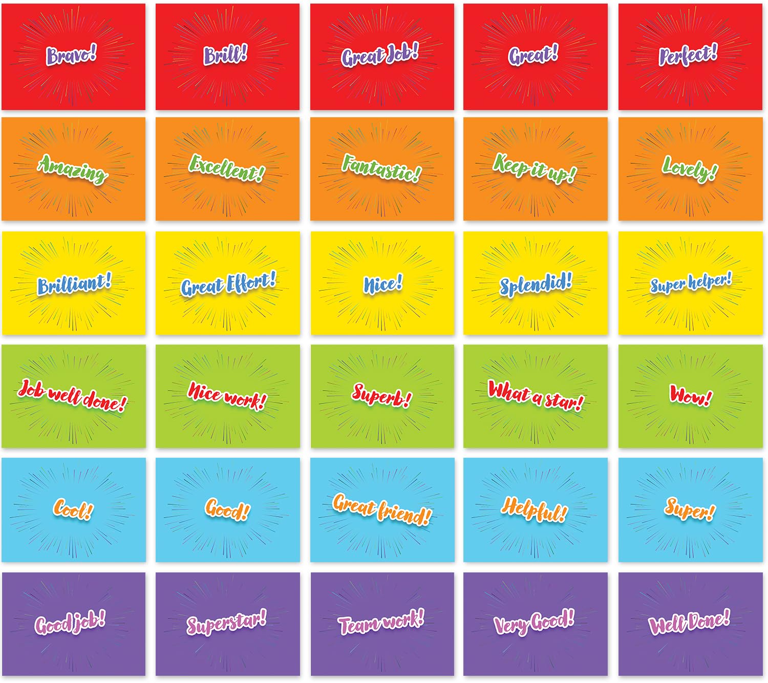 Fun A6 Positive Praise Postcard Pack for Kids Teens Adults - Motivational Praise Phrases - Postcard Gifts for Pupils Teachers Parents Children Students, 148mm x 105mm Blank Inspirational Post Cards