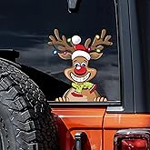 Christmas Peeking Sticker for Car, Reindeer Peeking Car Decals and Stickers Waterproof Vinyl Decal Xmas Decoration Window Bumper Home Wall Truck (Reindeer)
