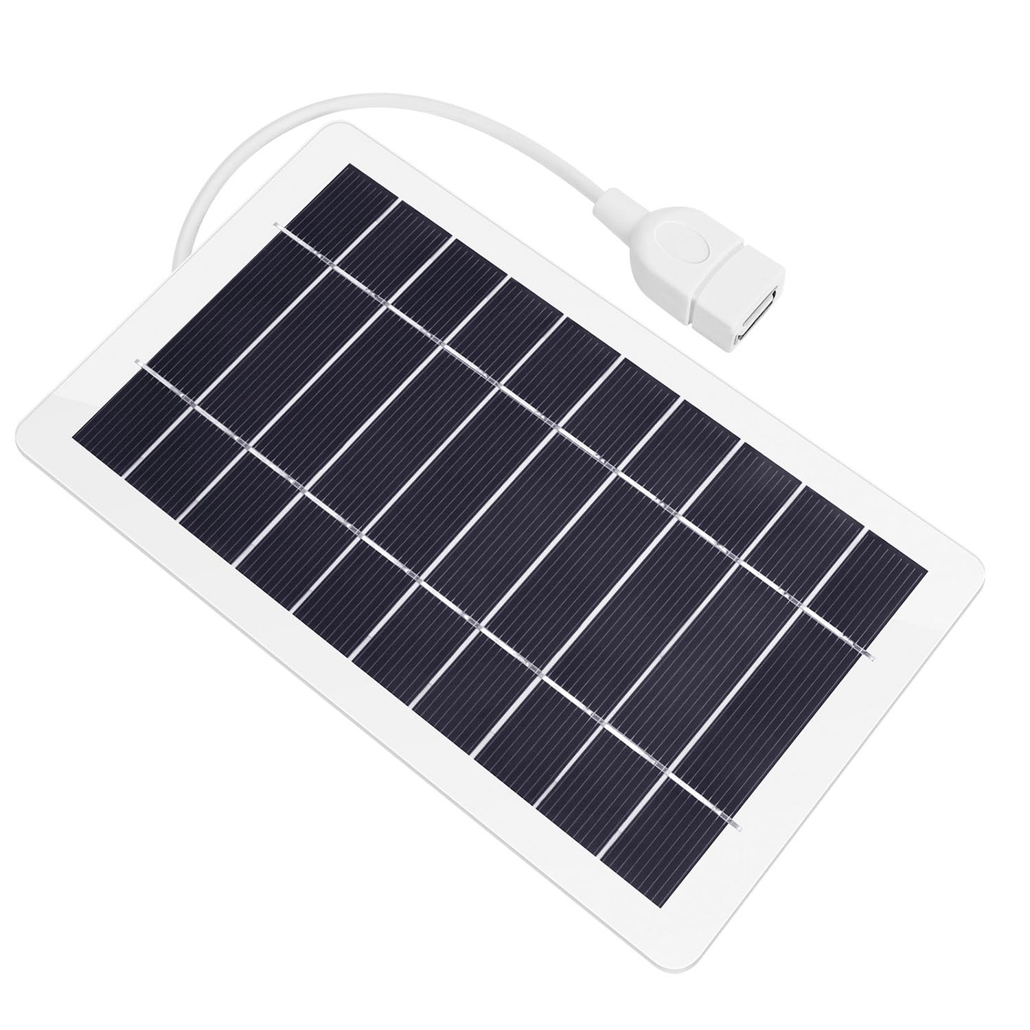 Photo 1 of 5V 5W USB Solar Panel Charger, Portable Solar Panel Kit for Camera, Cell Phone Charging, Camping, Hiking, Outdoor Travel (White 1pcs)