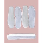 Shoe Inserts for Women, 4 Pairs Cotton Barefoot Insoles, Breathable Washable Pads for Sweaty Feet, Ideal for Flats & Work Shoes (White, 7 Women / 6 Men)
