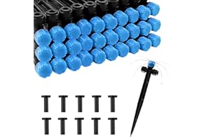 30pcs Drip Irrigation Emitters, Kalolary Adjustable 360 Degree Water Flow Emitters for 1/4" Tubing, Two-Way Connection Irriga