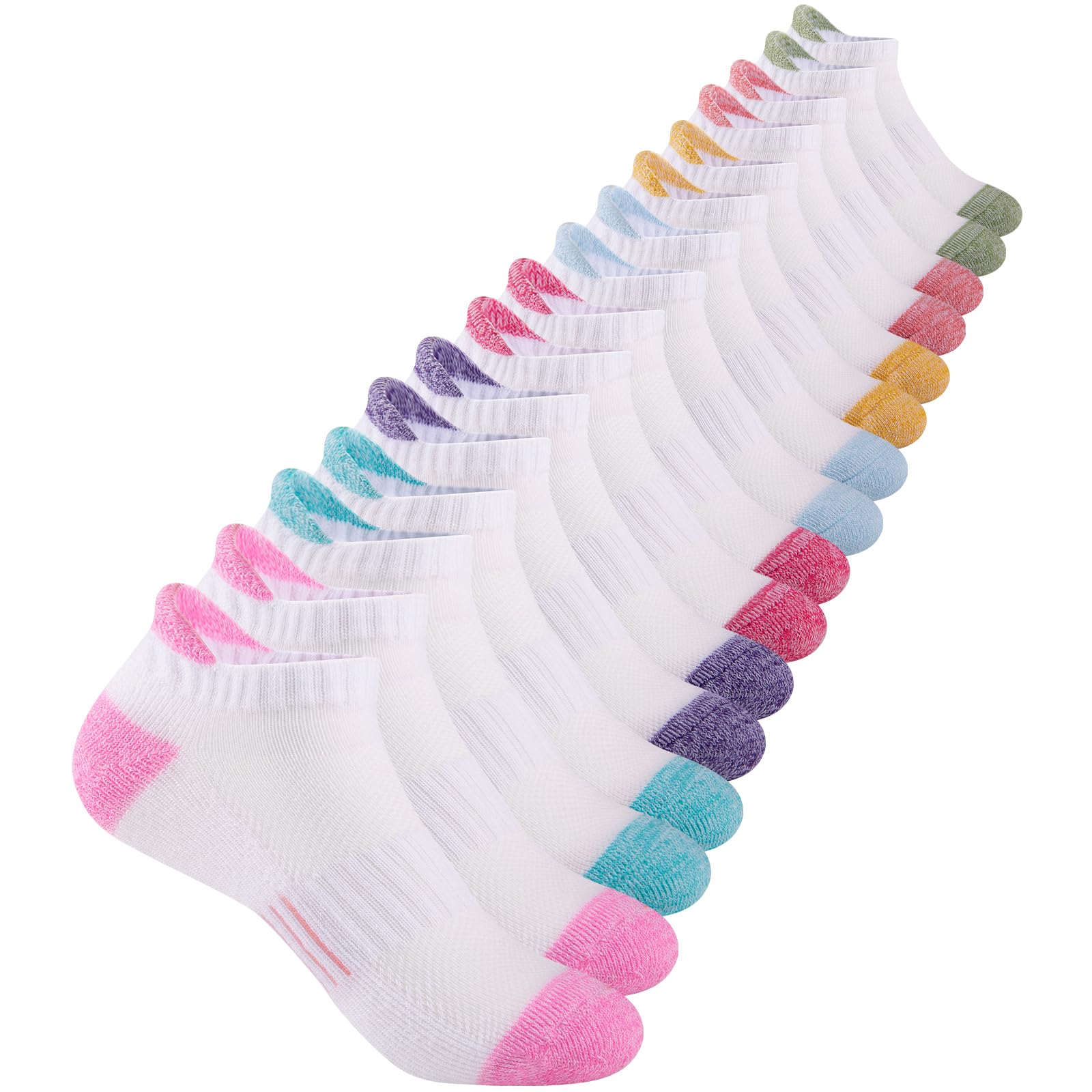 Photo 1 of Comfoex Girls Socks Ankle Athletic Socks For Kids 4-6 6-8 8-10 Years Old Short Socks With Cushioned Sole 8 Pairs