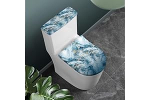 Flashideas Marble Print Toilet Lid Cover and Toilet Tank Cover Soft Plush Seat Covers Tank Lip Covers Easy to Clean Bathroom Decoration Accessories Fits Most Toilet Tanks & Lids