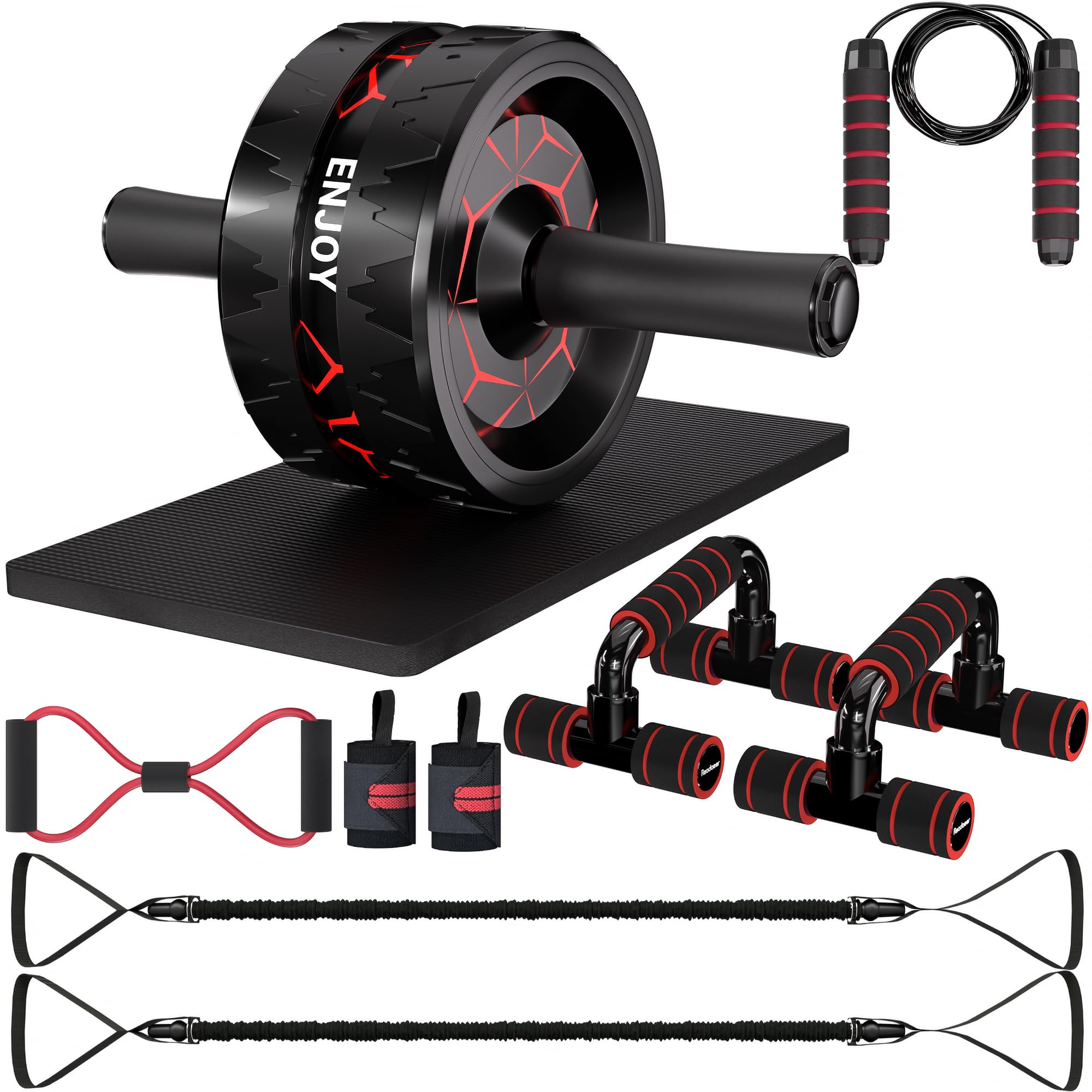 Photo 1 of Readaeer Ab Roller Wheel, Ab Exercise Wheels Kit with Ab Roller, Resistance Bands, Knee Mat, Jump Rope, Push-Up Bar