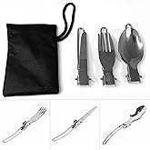 Kit Talher de Inox Com 3 Peças Garfo Colher Faca Retrátil Para Acampamento Camping Com Estojo