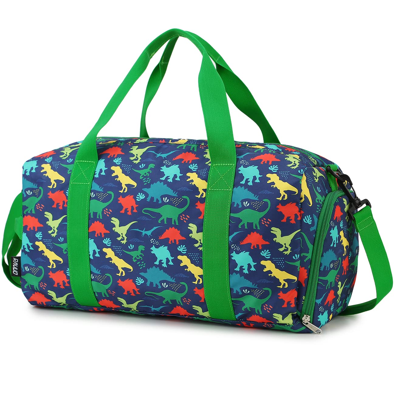 Dinosaur Duffel Bag,RAVUO Water Resistant Kids Overnight Bag Weekender Gym Bag Carry-On Tote Travel Shoulder Bag for Boys with Shoe Compartment and Wet Pocket