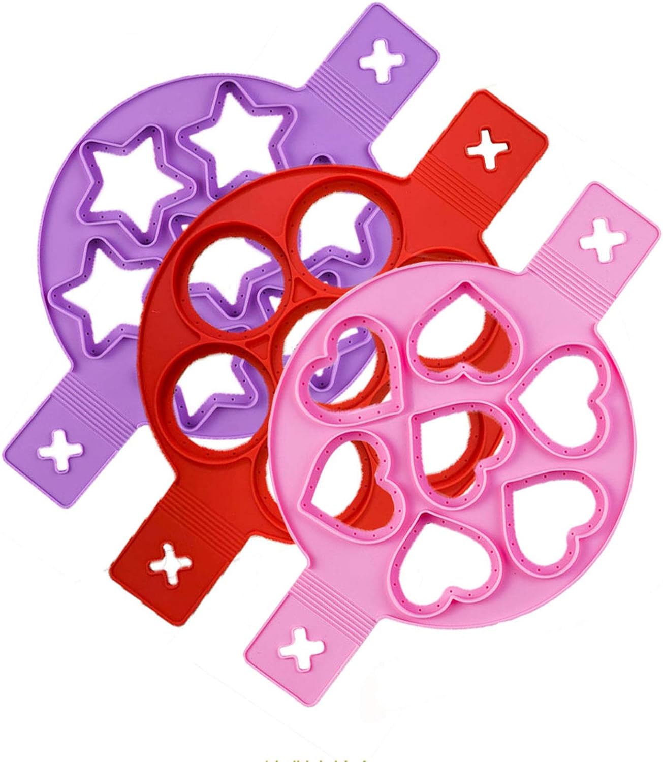 Silicone Egg Ring Nonstick Pancake Maker Egg Ring Maker Reusable Pancake Molds Ring Fried Egg Mold Egg Maker Egg Poacher, 3 Pack