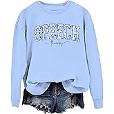 A AHHYESS Speech Therapy Sweatshirt for Women Funny Speech Therapy Hoodies for Men Language Pathologist Sweat Shirt