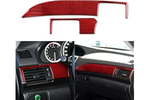 NVCNX Real Premium Carbon Fiber Compatible with Honda 9th Gen Accord 2013 2014 2015 2016 2017 SE LX Sport EX EX-L Touring Hybrid Accessories Car Dash Driver Co-Pilot Side Cover Interior Trim Red - B
