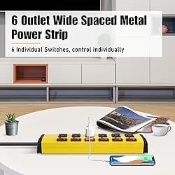 ANNQUAN 6 Outlet Metal Power Strip with 6
