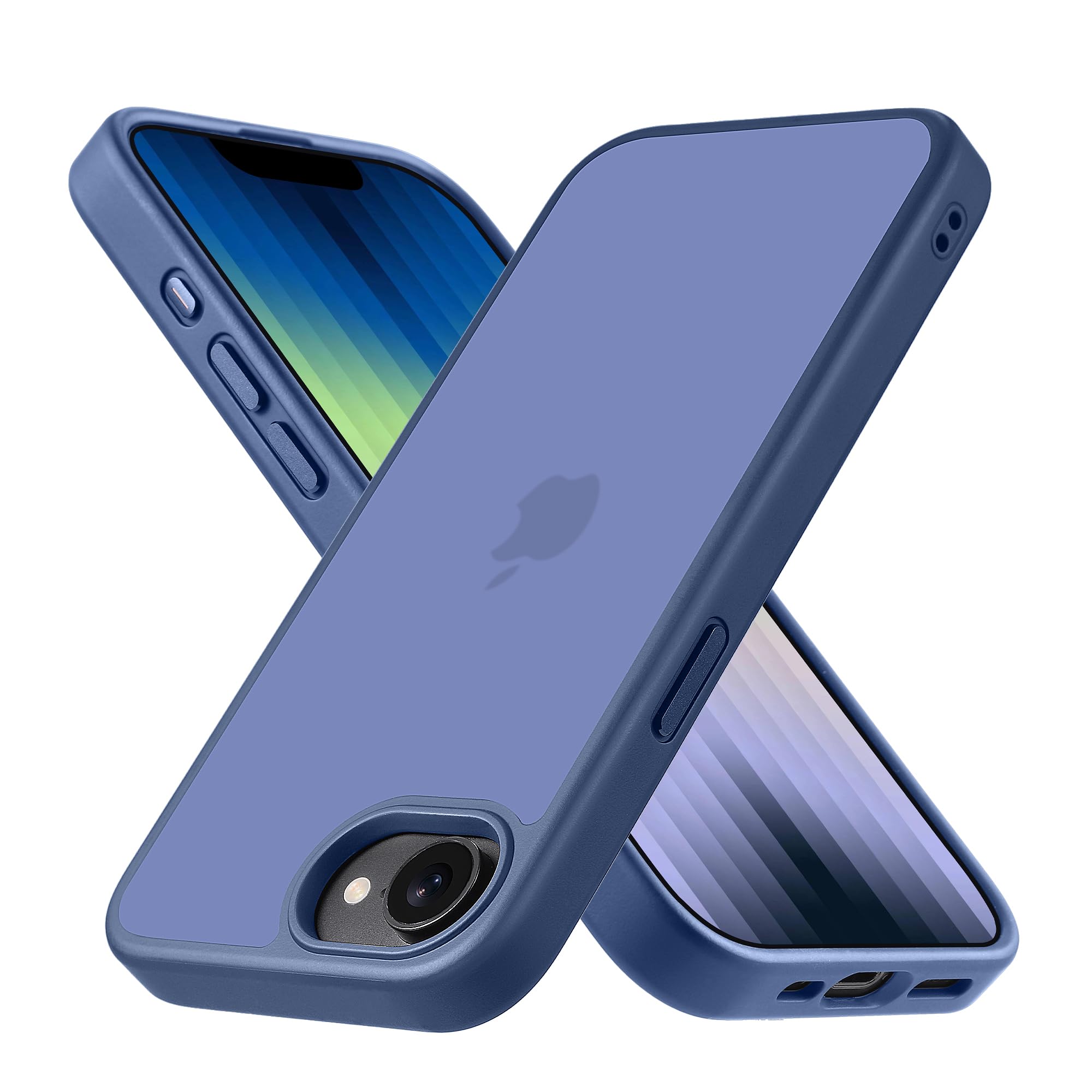 Yriklso for iPhone 16E Phone Case, Shockproof for iPhone 16E Case, Military Grade Drop Protection, Protective Hard Back Slim Translucent Cover, Frosted Blue