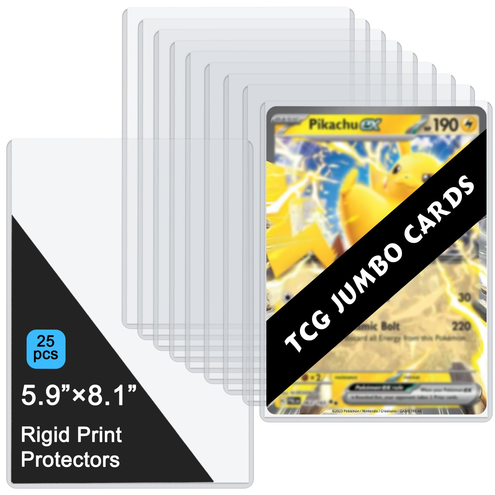 Photo 1 of 25PCS 5.9" x 8.1" Jumbo Card Sleeves, Rigid Print Protectors Clear Hard Plastic Large Card Sleeves for Jumbo Card, Top Loading Rigid Card Sheet Protectors for Postcards, Photos, Trading&Sports Cards