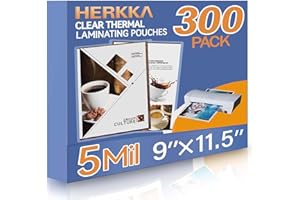 HERKKA 300 Pack Laminating Sheets, Holds 8.5 x 11 Inch Sheets, 5 Mil Clear Thermal Laminating Pouches 9 x 11.5 Inch Lamination Sheet Paper for Laminator, Round Corner Letter Size