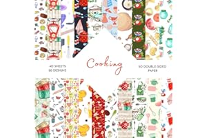 Cooking Scrapbook Paper: | 8,5 x 8,5 size | 40 patterned double sided sheets (20 designs) | Cooking Themed Collection | Cooki