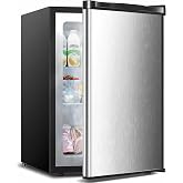 Electactic 3.2 Cu.ft Small Upright Freezer, Mini Freezer, Silver | 7 Adjustable Thermostat, Removable Shelves, Reversible Single Door, for Bedroom/Home/Dorms/Apartment