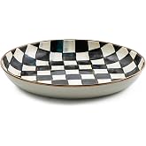 MACKENZIE-CHILDS Enamel Abundant Bowl, Black-and-White Courtly Check | Hand-painted design, large decorative or serving bowl, 13.75" dia., 13-cup capacity