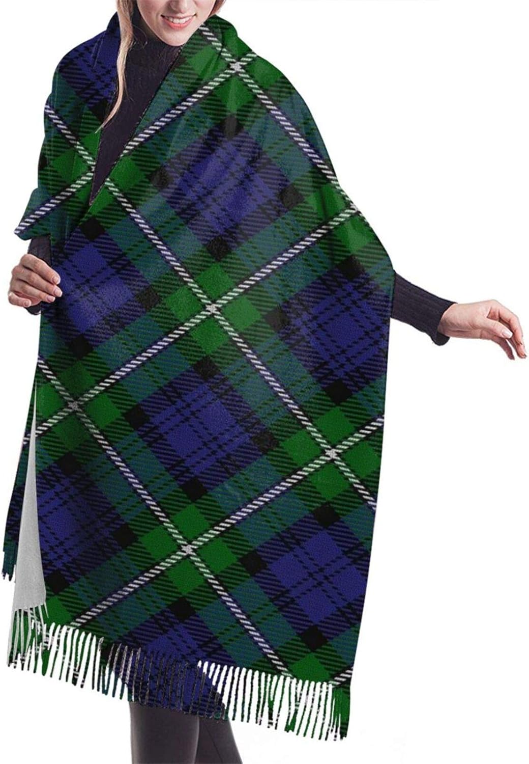 Scots Style Clan Forbes Tartan Plaid Ladies Cashmere Fringed Scarf
