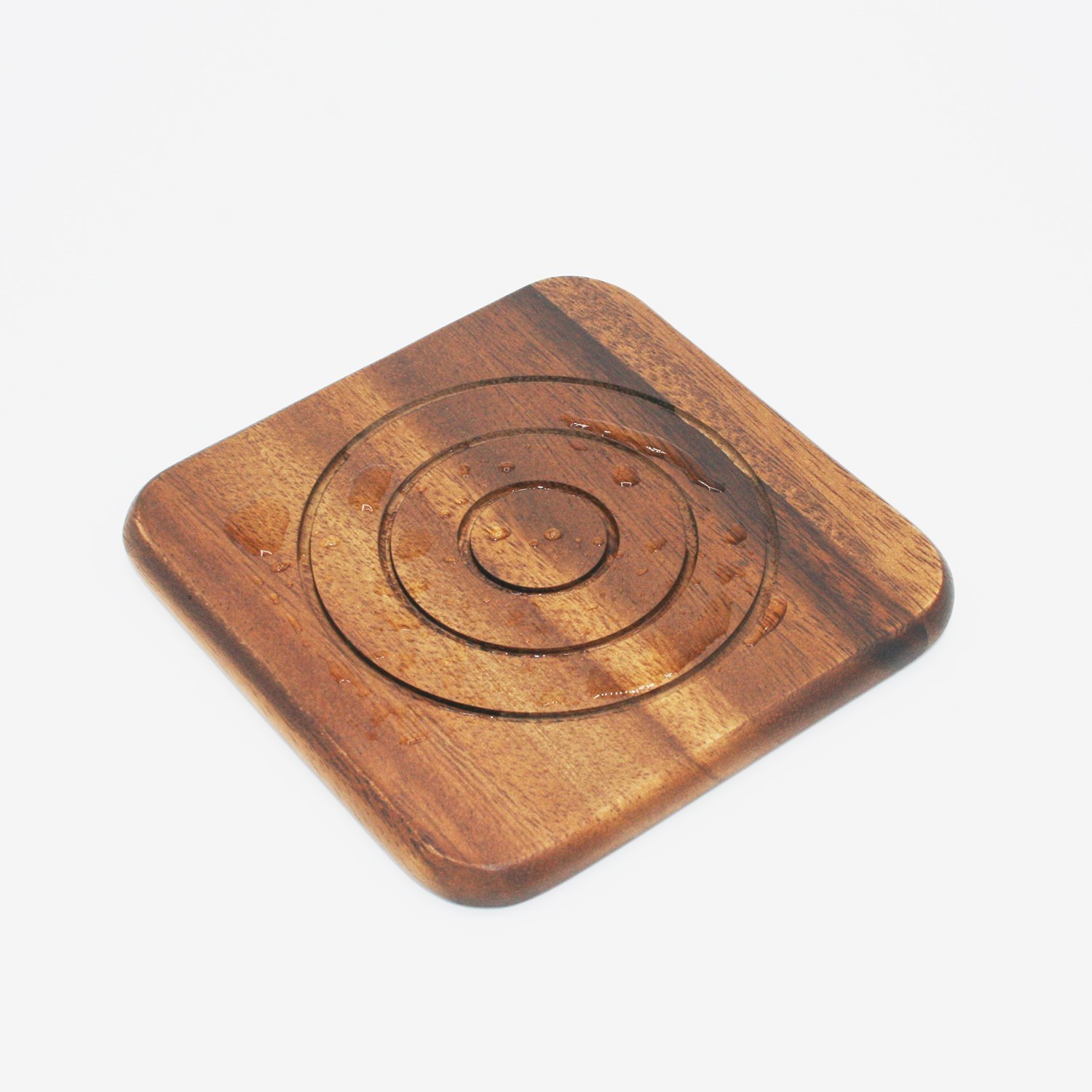 FAAY Acacia Coasters, Set of 6 w holder