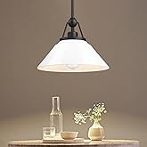 White Pendant Light Fixture, HWH Modern Kitchen Island Light Fixtures 12 Inch, 1-Light Hanging Lighting for Dinning Room Scho