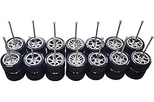 XYELKW 7 Set 1/64 Scale Wheels, 1 64 Wheels and Tires Set with 7 Styles Electroplating Simulation Wheel Hub & Rubber Tires Suitable for Beginner DIY Most 1/64 Diecast Cars (Electroplated Silver)