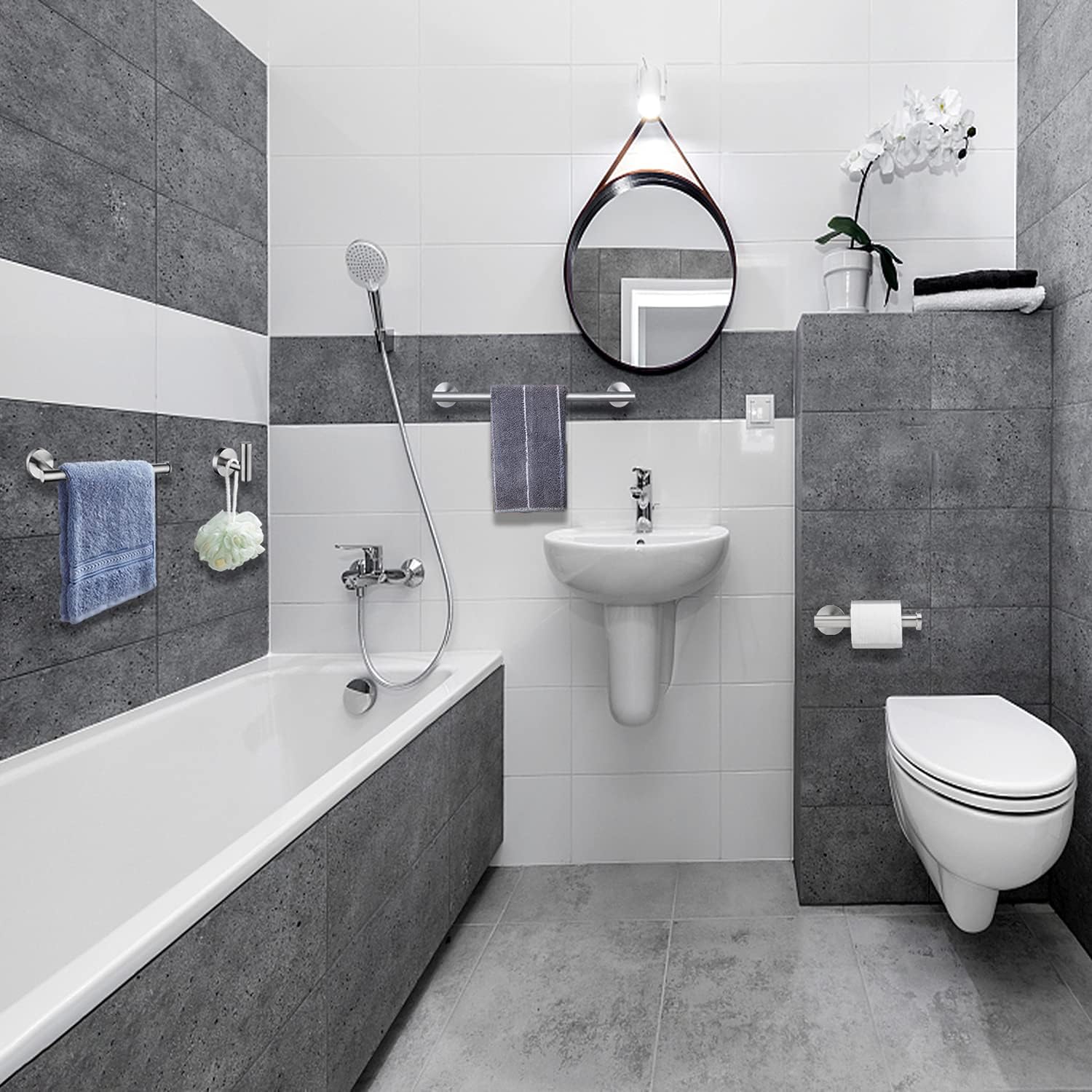 Nolimas Brushed Nickel Bath Towel Bar Single Bars Towel Rack Rod Classic Wall Mounted SUS304 Stainless Steel Bathroom Towel Holder Toilet Kitchen Towel Shelf Single Layer,16 inches: Kitchen & Dining
