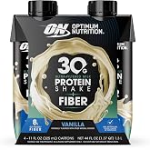 Optimum Nutrition Ultra-Filtered Milk Protein Shake, Vanilla, 11oz, 4ct | Ultra-filtered milk protein shake, 30g protein, 8g fiber, 190 calories, low sugar, lactose-free, no artificial flavors