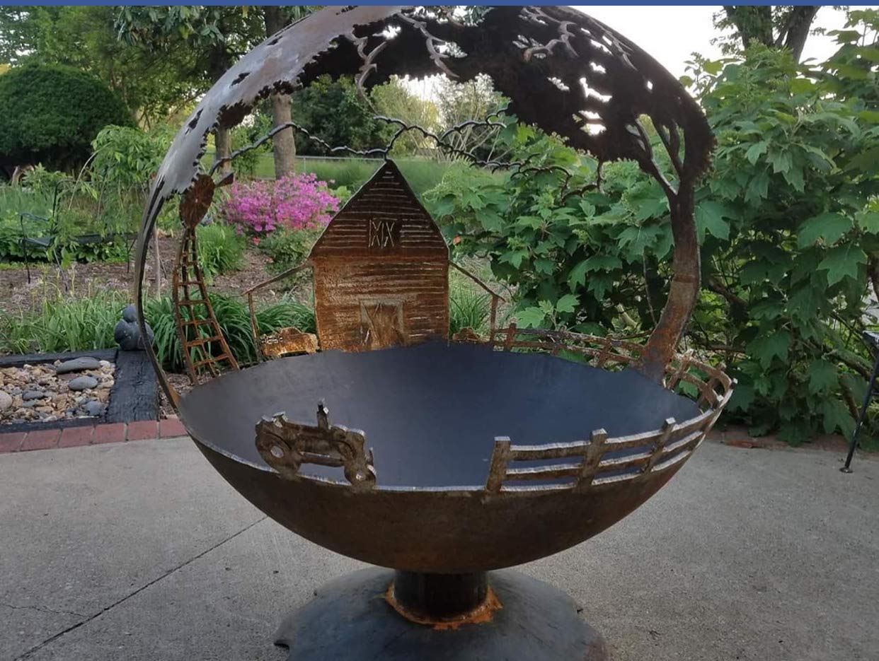 Mann Made Fire Pit Sphere Farm Theme Handmade