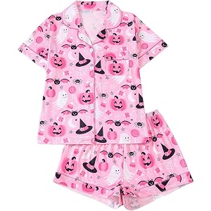 Halloween Pajamas Women Button Short Sleeve Tops Matching Cute Shorts Fall Pjs Sets 2026 Funny Ghost Pumpkin Print Costumes