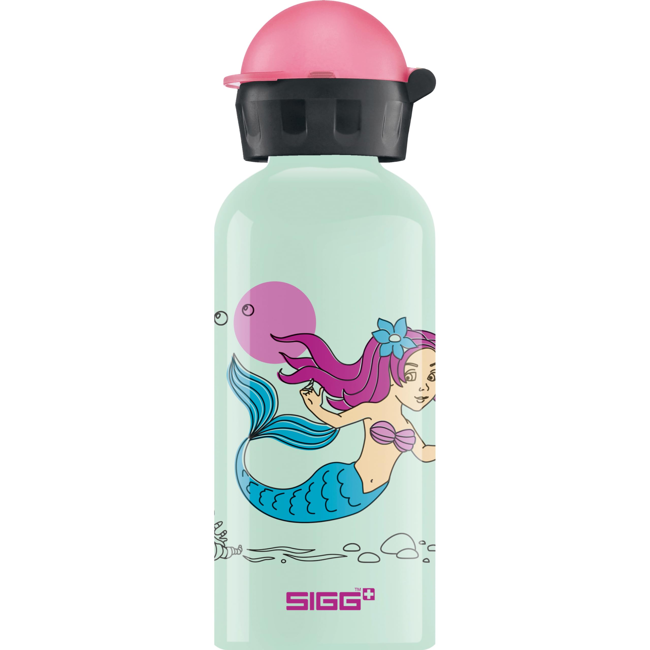 Sigg - Aluminium Water Bottle For Kids - KBT Nixie - Leakproof - Lightweight - BPA Free - Climate Partner Certified - School & Sports - Light Green - Mermaid Design - 0.4L