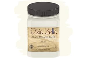 Dixie Belle Paint Company Chalk Finish Furniture Paint - Fluff (32oz) - Matte Soft White Chic Chalk Mineral DIY Furniture Paint